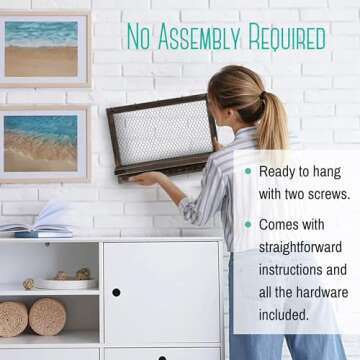 OUTSHINE Large Farmhouse Wall Jewelry Organizer (Espresso) | Wall Organizer For Earrings, Necklace, Bracelet, Hair Accessories | Chicken Wire Earring Holder | For Women, Wife, Mom, Girlfriend