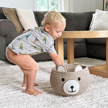 CherryNow Cotton Rope Baby Basket for Nursery Organization