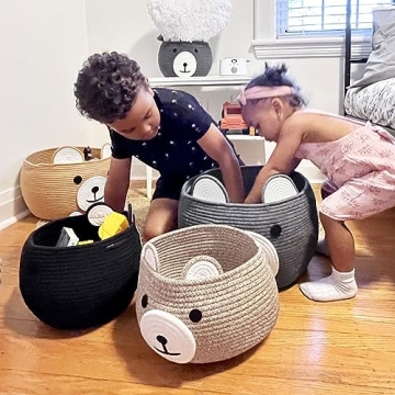 CherryNow Cotton Rope Baby Basket for Nursery Organization