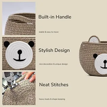 CherryNow Cotton Rope Baby Basket for Nursery Organization