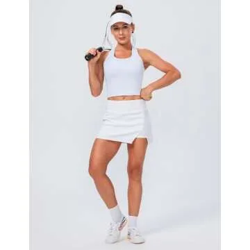 Lavento Women's Racerback Crop Tank Workout Running Yoga Tops (White, Small)