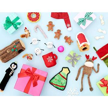 ZippyPaws Christmas Squeakie Buddies - Bulk 3 Pack of Seasonal Stuffing-Free Squeaky Dog Toys, No Stuffing Holiday Puppy Toys, Dog Stuff for Small & Medium Dogs - Santa Claus, Reindeer, & Snowman