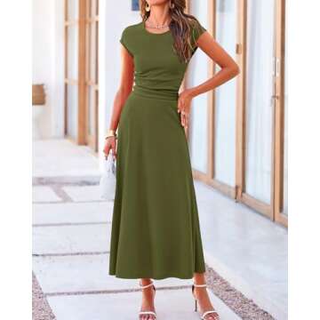 BTFBM Women Two Piece Skirt Set Casual Ribbed Knit Crew Neck Short Sleeve Cropped Top Elastic Waist Swing Midi Skirts