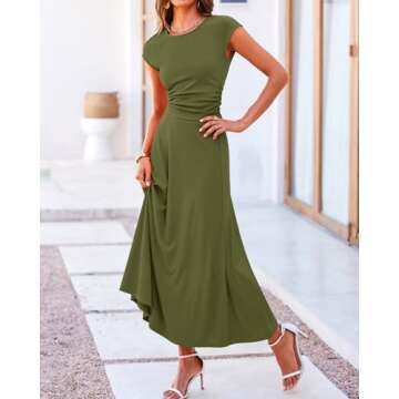 BTFBM Women Two Piece Skirt Set Casual Ribbed Knit Crew Neck Short Sleeve Cropped Top Elastic Waist Swing Midi Skirts