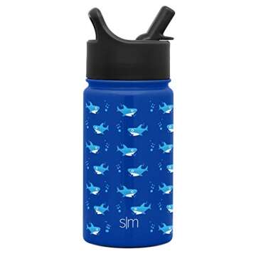 Simple Modern Kids Water Bottle with Straw Lid | Insulated Stainless Steel Reusable Tumbler for Toddlers, Boys | Summit Collection | 14oz, Shark Bite