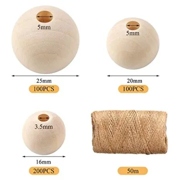 ALEXCRAFT 400PCS Unfinished Wood Beads for Crafts and DIY