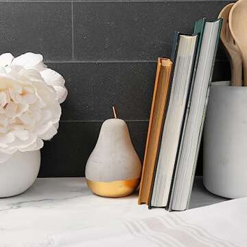 Brenium Decorative Concrete Pear, Modern European Pear-Shaped Décor, Gold Pears for Home Decoration, Hand-Painted Gold Artificial Fruit Crafts, Decorative Fruits, Handmade Home Decor