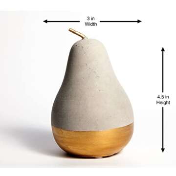Brenium Decorative Concrete Pear, Modern European Pear-Shaped Décor, Gold Pears for Home Decoration, Hand-Painted Gold Artificial Fruit Crafts, Decorative Fruits, Handmade Home Decor