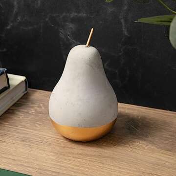Brenium Decorative Concrete Pear, Modern European Pear-Shaped Décor, Gold Pears for Home Decoration, Hand-Painted Gold Artificial Fruit Crafts, Decorative Fruits, Handmade Home Decor