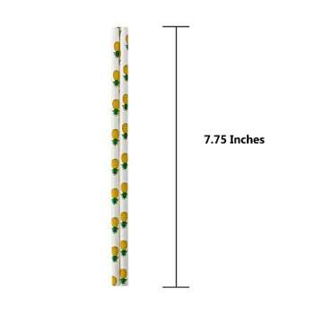 IPALMAY Pineapple Patterned Drinking Paper Straws - 100 Pack Eco-Friendly