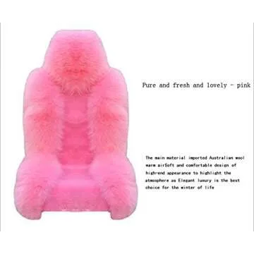 IMQOQ A Pair 50% Genuine Sheepskin Fur Car 2 Front Seat Covers Set Winter Warm Universal Pink…