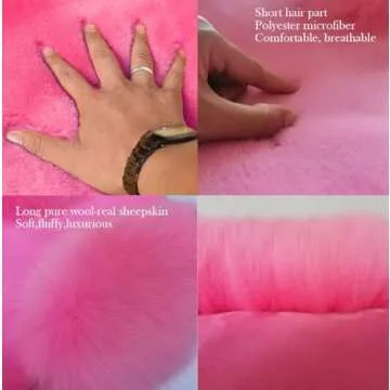 IMQOQ A Pair 50% Genuine Sheepskin Fur Car 2 Front Seat Covers Set Winter Warm Universal Pink…