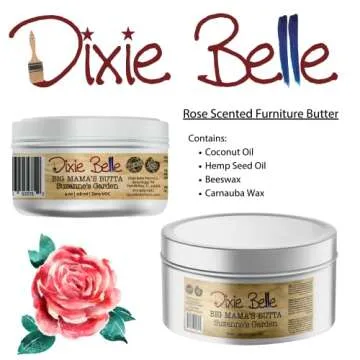 Dixie Belle Big Mama’s Butta | Suzanne’s Garden (4oz) | Natural Furniture Conditioner | Contains Coconut Oil, Hemp Seed Oil, Beeswax and Carnauba Wax | Rose Scented