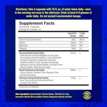 MHP Xpel Maximum Strength Diuretic Water Pills, for Water Retention Relief, Weight loss Support, with Vitamin B-6 Potassium Dandelion Root, 80 Capsules