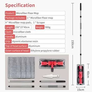 MEXERRIS Microfiber Floor Mop with 360 Rotation and Pads