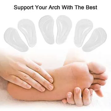 Dr. Foot's Arch Support Shoe Insoles for Flat Feet, Gel Arch Inserts for Plantar Fasciitis, Adhesive Arch Pad for Relieve Pressure and Feet Pain- 3 Pairs (Clear, 3 Count (Pack of 1))