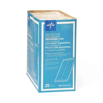 Medline Super Absorbent Abdominal Pads 5"x9" 25 Count