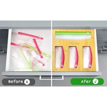 Hoeapzl Bamboo Food Bag Storage Organizer for Kitchen