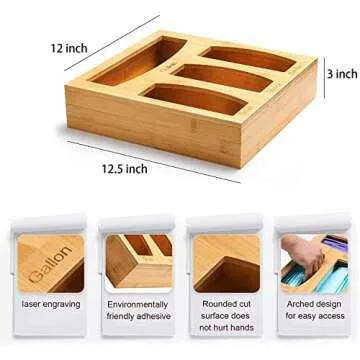 Hoeapzl Bamboo Food Bag Storage Organizer for Kitchen