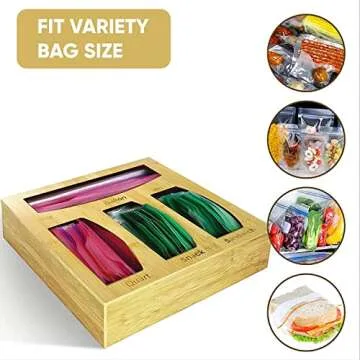 Hoeapzl Bamboo Food Bag Storage Organizer for Kitchen