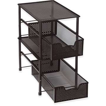 Simple Houseware Stackable Under Sink Cabinet Sliding Basket Organizer Drawer, Bronze