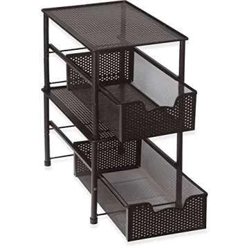 Simple Houseware Stackable Under Sink Cabinet Sliding Basket Organizer Drawer, Bronze