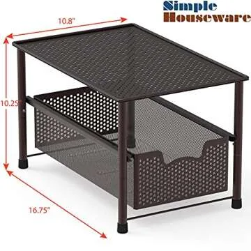 Simple Houseware Stackable Under Sink Cabinet Sliding Basket Organizer Drawer, Bronze