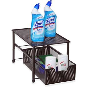 Simple Houseware Stackable Under Sink Cabinet Sliding Basket Organizer Drawer, Bronze