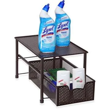 Simple Houseware Stackable Under Sink Cabinet Sliding Basket Organizer Drawer, Bronze