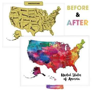 TRAVELISIMO Scratch Off Map of the United States, 12x17 Inch Travel Map, Travel Tracker with 25 Uniq...
