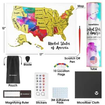Scratch Off US Map - Travel Tracker with Accessories