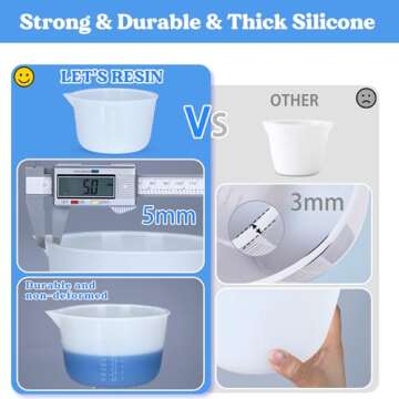 LET'S RESIN Silicone Measuring Cups, 600ml/20oz&100ml Thickening&Non-Stick Resin Mixing Cups,Resin S...