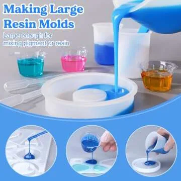 LET'S RESIN Silicone Measuring Cups, 600ml/20oz&100ml Thickening&Non-Stick Resin Mixing Cups,Resin Supplies, Easy to Clean,Silicone Stir Sticks,Silicone Cups for Epoxy Resin Mixing