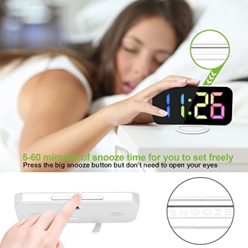SZELAM Digital Mirror Clock with Dual USB Charging