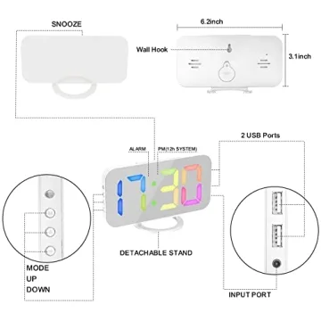 SZELAM Digital Mirror Clock with Dual USB Charging