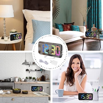 SZELAM Digital Mirror Clock with Dual USB Charging