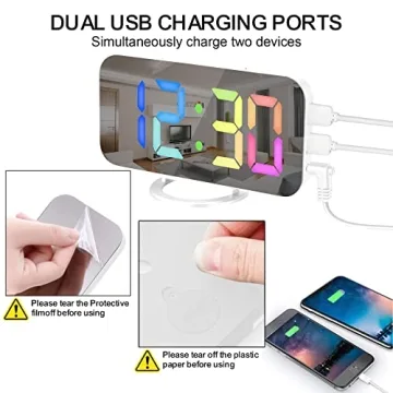 SZELAM Digital Mirror Clock with Dual USB Charging