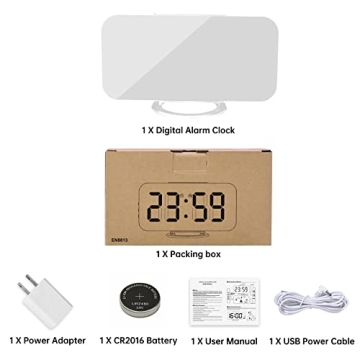 SZELAM Digital Mirror Clock with Dual USB Charging