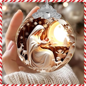 Sensemory Christmas Ornament, White Nativity Design, Religious Christmas Ornament, Hanging Ornament,...