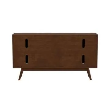 Walker Edison Mid Century Modern-TV Stand Console with 3 Drawers and Closed Cabinet Storage, 60", Walnut