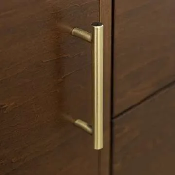 Walker Edison Mid Century Modern-TV Stand Console with 3 Drawers and Closed Cabinet Storage, 60", Walnut