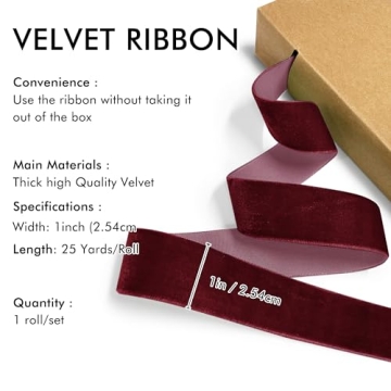 Burgundy Velvet Ribbon for Christmas and Gift Wrapping