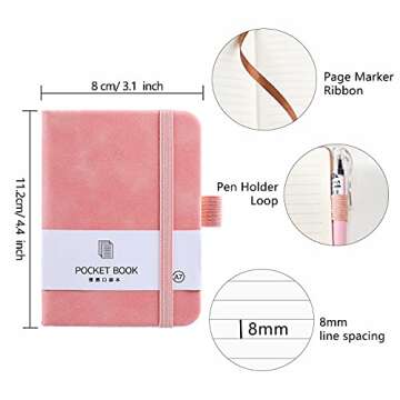 itechpanda 2 Pack Mini Notebooks with Pen Small Pocket Notebook A7 Hardcover Journal Notepad for Stu...