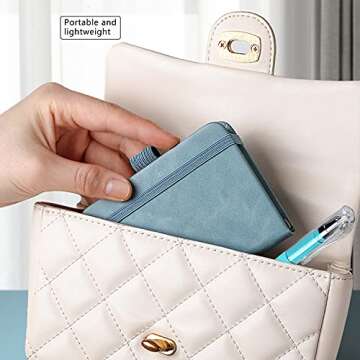 itechpanda 2 Pack Mini Notebooks with Pen Small Pocket Notebook A7 Hardcover Journal Notepad for Students Office Diary Subject Writing Supplies, Pink and Blue