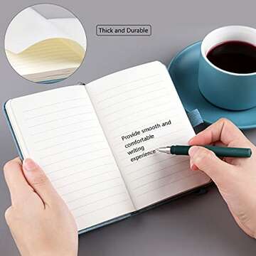 itechpanda 2 Pack Mini Notebooks with Pen Small Pocket Notebook A7 Hardcover Journal Notepad for Students Office Diary Subject Writing Supplies, Pink and Blue