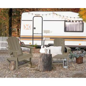 ABCPATIO Plastic Adirondack Chair - Rocking Adirondack Chairs with Cup Holder, Weather Resistant Sea...