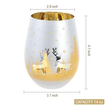 Modern Brass Tone Stemless Holiday Wine Glasses Set of 4