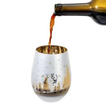 Modern Brass Tone Stemless Holiday Wine Glasses Set of 4