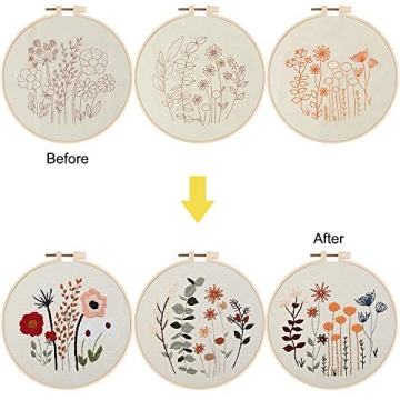 Uphome Embroidery Starter Kit for Beginners with Floral Patterns