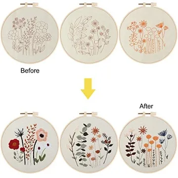 Uphome Embroidery Starter Kit for Beginners with Floral Patterns